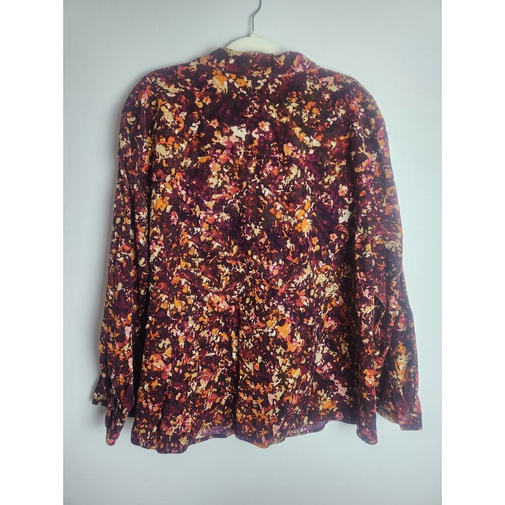 Catherine's corduroy button-down shirt sz 4X abstract fall colors lightweight - Picture 3 of 6